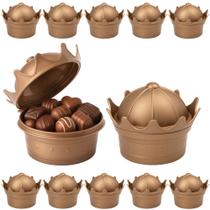 Porta Mix de Coroa Pote de Lembrança Princesa p/ Festa Aniversário Dourado Kit 20 Unidades