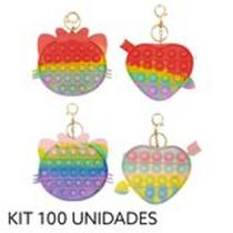 Porta Moeda Chaveiro Pop It Fidget Toy Anti Estresse Colorido Kit 100 Unidades Porta Moeda Chaveiro Pop It Fidget Toy Anti Estresse Colorido Kit 100 Unidades