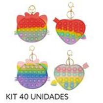 Porta Moeda Chaveiro Pop It Fidget Toy Anti Estresse Colorido Kit 40 Unidades Porta Moeda Chaveiro Pop It Fidget Toy Anti Estresse Colorido Kit 40 Unidades
