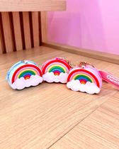 Porta Moedas Bolsinha Infantil Chaveiro Siliconado Arco-Íris