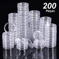 Porta Moedas De Plástico Transparente De 25mm 200pcs Cápsulas De Armazenamento Para Coleção De