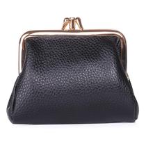 Porta-moedas Dopp Triple Frame Pebble Grain Leather Black