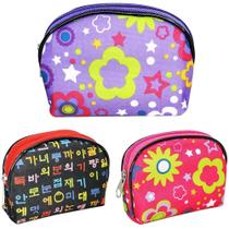 Porta Moedas Meia Lua Estampas Sortidas Com Ziper 12X9,5X4Cm