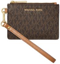 Porta-moedas Michael Kors Jet Set em couro marrom pequeno