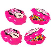 Porta objetos E Lanches da Minnie Disney Rosa Kit com 4