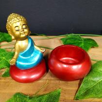 Porta objetos em resina buda zen azul turquesa 12cm Porta objetos em resina buda zen azul turquesa 12cm