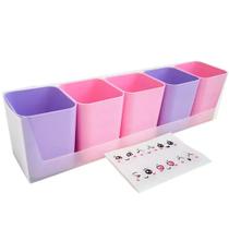 Porta Objetos Kit Doçura com 5 Potes de Plástico Dello em Rosa e Lilás Porta Objetos Kit Doçura com 5 Potes de Plástico Dello em Rosa e Lilás