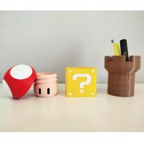 Porta Objetos Kit Super Mario Bloco Castelo Toad