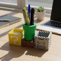 Porta Objetos Kit Super Mario Cano Bloco Pedra Escritorio Porta Objetos Kit Super Mario Cano Bloco Pedra Escritorio