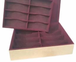 porta oculos 16 divisorias bandeja mdf flocadas