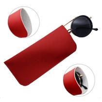 Porta Oculos De Sol Capinha Estojo Em material ecológico Fino Premium Vermelho