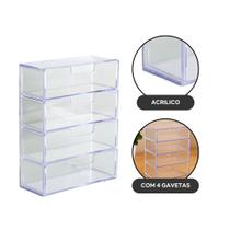 Porta Óculos Escuro Sol Organizador Estojo 4 Divisórias Case Transparente Porta Óculos Escuro Sol Organizador Estojo 4 Divisórias Case Transparente