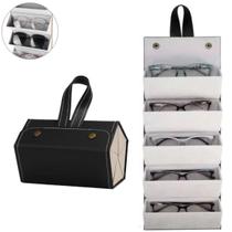Porta Óculos Estojo Organizador Viagem Dobrável 5 Divisórias
