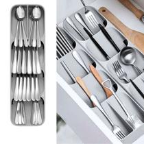 Porta Organizador de Talheres Gaveta Divisórias Retangular Facas Garfos Colheres Espátulas Utensílios Cozinha Organização Decoração Decorativo