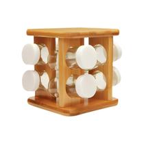 Porta Organizador De Tempero Giratório 9 Peças Keep Bambu Ou