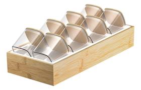 Porta Organizador De Temperos Keep 9 Peças - Bambu