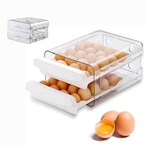 Porta Ovos 32 Unidades Branco Organizador Empilhável para Geladeira com 2 Gavetas Proteção Antiquebra Fácil Limpeza