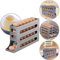 Porta Ovos 4 Andares Organizador de Geladeira Rolante Cinza
