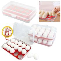 Porta ovos / bandeja de plastico com 15 cavidades + tampa 25,5x16,5x7cm