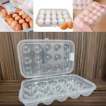 Porta Ovos Com Tampa Organizador Para Geladeira 15 Cavidades Plástico