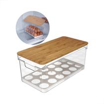 Porta Ovos de Bambu 36 Unid. - Bambu + PS - 30,5x15,5x13,5cm