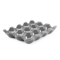 Porta-ovos de cerâmica Flexzion 12 xícaras para geladeira cinza Porta-ovos de cerâmica Flexzion 12 xícaras para geladeira cinza