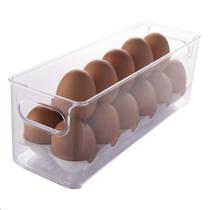Porta ovos de galinha com bandeja removível organizador acrílico multiuso armário geladeira cozinha - Plasútil