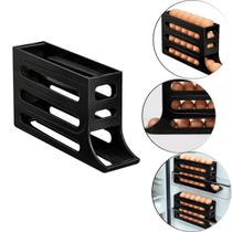 Porta Ovos Dispenser Organizador De Geladeira 4 Andares Cor Preto