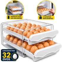 Porta Ovos Geladeira 32 Ovos Organizador De Geladeira Com Tampa Acrílica Com Gaveteiro Duplo Deslizante Caixa De Ovos Para Armários Cozinha Cor Branco Porta Ovos Geladeira 32 Ovos Organizador De Geladeira Com Tampa Acrílica Com Gaveteiro Duplo Deslizante Caixa De Ovos Para Armários Cozinha Cor Branco