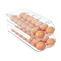 Porta-ovos MesRosa para geladeira, rolamento automático de 28 ovos
