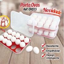 Porta ovos organizador com tampa porta 15 cavidades de plástico