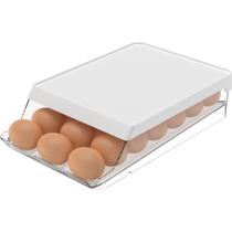 Porta Ovos Organizador Geladeira Pote Cozinha Roll Clear Fresh 21 Unid