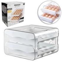 Porta Ovos Plástico 32 Cavidades 2 Gavetas 22x20x14,5cm