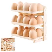 Porta Ovos Suporte 24 Ovos Organizador 3 Andares Geladeira Guarda Ovo Mesa Bancada Armario Cozinha Resistente Dobravel
