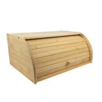 Porta Pães Com Tampa Retrátil Em Bambu Para Pães e Bolos