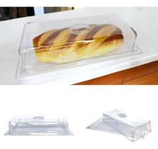 Porta Pães Doces E Salgados Decorada Trança Com Tampa 38x19c Transparente Trança