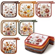 Porta-panelas Bencailor, 12 peças, algodão, linho, 18x18 cm, florais Porta-panelas Bencailor, 12 peças, algodão, linho, 18x18 cm, florais