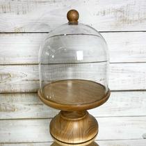 Porta Panetone Base/Pitoco de Madeira e Redoma de Vidro 500g