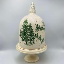 Porta Panetone com Árvore Toile Chalé Ouro 43x23cm Luiz Salvador