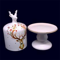Porta Panetone de Cerâmica Grande Rena Deer 18 x 35cm