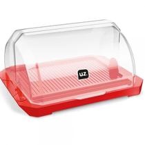 Porta Pão Acrílico Tampa Retrátil Transparente Suporte Armazenar Pães Cesto Multiuso Vermelho UZ Utilidades