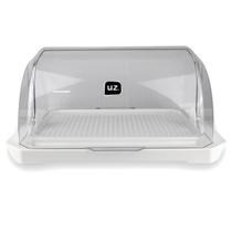 Porta Pão Acrílico Tampa Retrátil Transparente Suporte Cesto Multiuso UZ Utilidades Padaria Cozinha