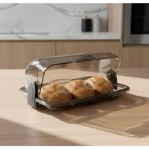 Porta Pão Alimentos Basculante em Acrílico Para Mesa Posta 31cm Porta Pão Alimentos Basculante em Acrílico Para Mesa Posta 31cm