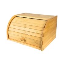Porta Pão Bambu Com Tampa Retrátil Armazenamento Pães 30cm