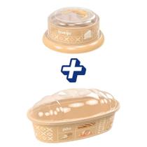 Porta pão beje queijeira com alça Plasútil NOVA COLEÇÂO