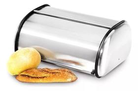 Porta Pão Bolo com Tampa Basculante Grande em Aço Inox KeHome