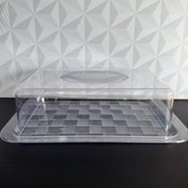 Porta pão bolo e doce de acrílico retangular grande para cozinha transparente Paes bolos boleira