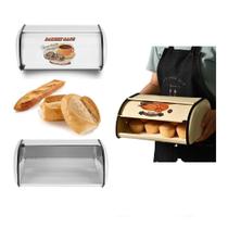 Porta pão bolo massas retratil caixa guarda paes tampa basculante em inox 33x23 - GIMP
