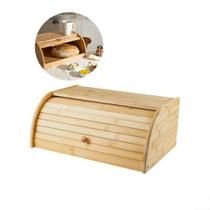 Porta Pão Bolos Biscoito 40cm Bambu Com Tampa Guarda Pães