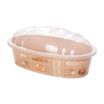 Porta Pao Cafe da Manha Decorado Plasutil Creme - 03417